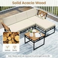 thumbnail image 5 of Spaco 3-Piece L-Shaped Patio Furniture Set with Robust Metal Frame and Anti-Slip Foot Pads, Patio Conversation Set for Patio, Garden, Backyard, Beige, 5 of 12