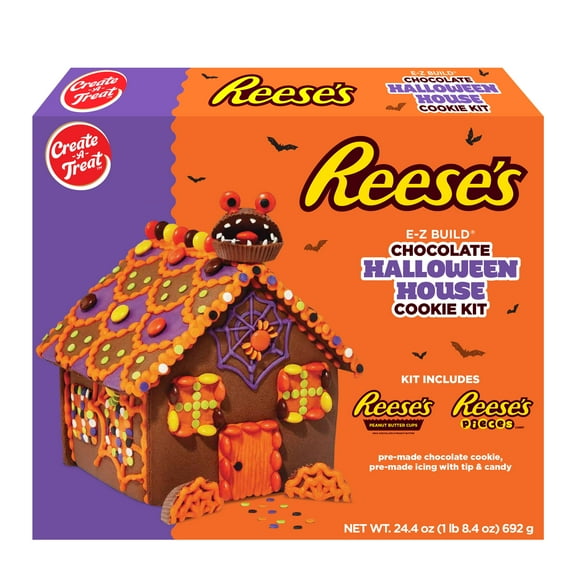 Create-A-Treat Reese's Chocolate Halloween Cookie House Kit, 24.4 oz, 1 Count, Baked, Shelf Stable, Regular Box