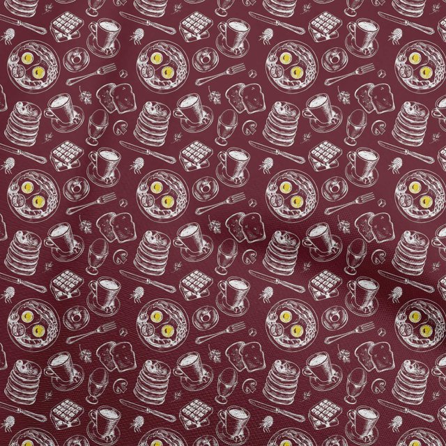 oneOone Rayon Maroon Fabric English Breakfast Sewing Craft Projects Fabric Prints By Yard 56 Inch Wide