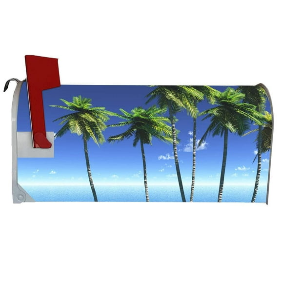 VWAQ Tropical Palm Trees Mailbox Cover Magnetic - Ocean View Summer Swag - MBM12