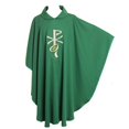 thumbnail image 2 of Oso de trigo bordado en mezcla de algodón verde Chasuble BLESSUME, 2 of 8