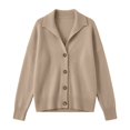 thumbnail image 6 of Endives Womens Cardigan Sweaters Solid Color Stand Collar Long Sleeve Cardigan Sweater Loose Fit Versatile Trendy Casual Button Down Cardigan Sweaters for Women Khaki S, 6 of 6