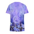 thumbnail image 5 of T-shirt Imprimé à Manches Courtes à Col en V Mode Femmes Tops Bleu, 5 of 5