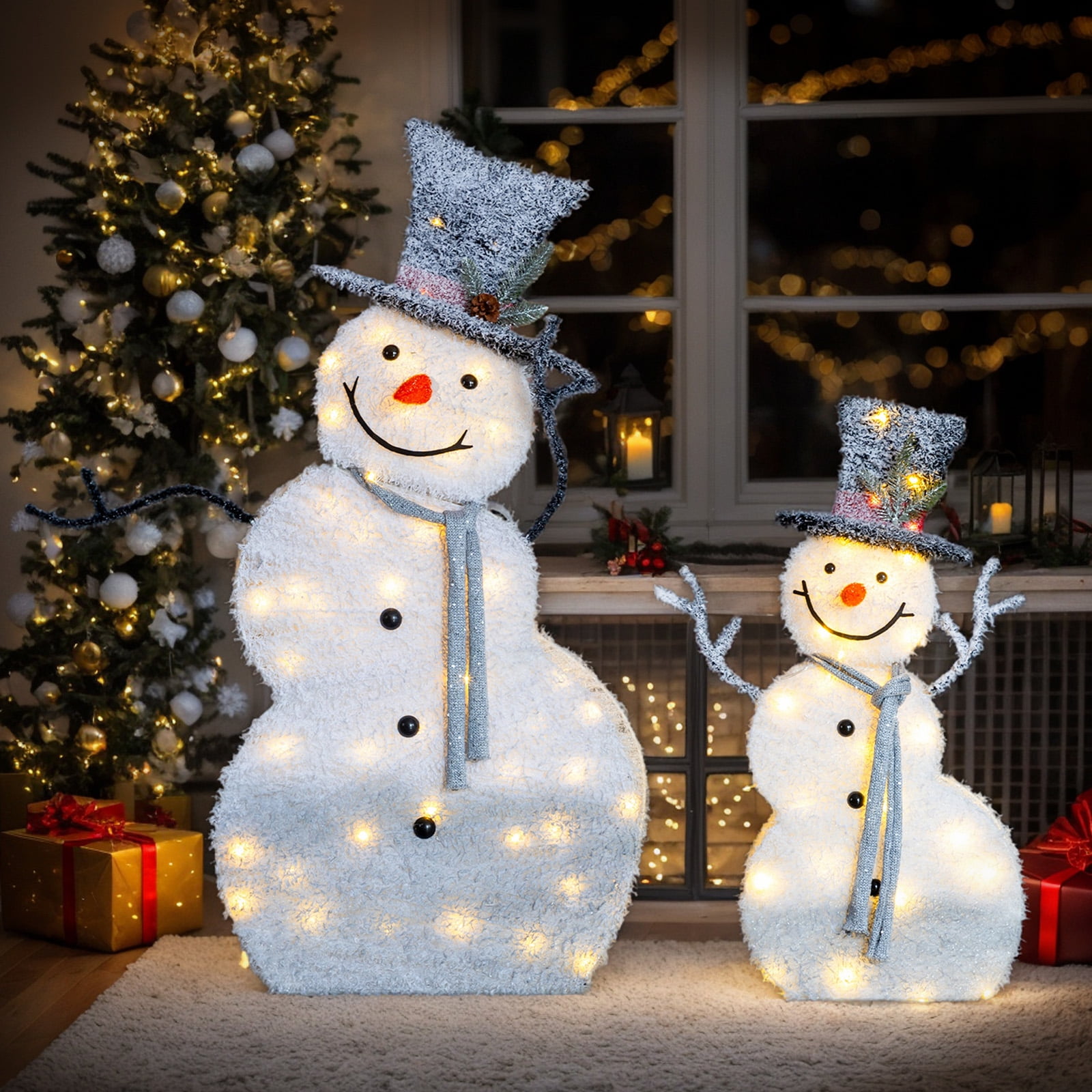 Zimtown LED Lighted Snowman Christmas Snowman w/ 180 LED Lights