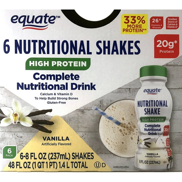 Equate High Protein Nutritional Drink, 20g Protein, Vanilla, 6Ct