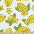 thumbnail image 1 of Hawaii Fabric by the Yard, Watercolor Effect Exotic Food Art Carambola Star Fruit on Plain Background, Decorative Upholstery Fabric for Sofas and Home Accents, 5 Yards, Yellow Lime Green by Ambesonne, 1 of 4