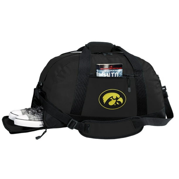 Iowa Hawkeyes Duffel Bag or University of Iowa Gym Bag WITH SHOE POCKET