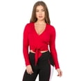 thumbnail image 4 of Women's Plunge Neck Wrap Tie Athleisure Crop Top, CRIMSON, S, 4 of 4