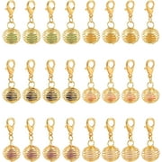 24pcs Golden Stitch Markers Stone Cage Dangle Charms Gemstones Crochet Stitch Marker Removable Lobster Clasp Pendants for Knitting Yarn DIY Crafts Hair Shoes Decor