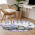 thumbnail image 5 of Purple Flowers Round Area Rugs Collection 3.3', Weeping Spring Floral Truck Butterfly Wooden Non Slip Indoor Circular Throw Runner Rug Floor Mat Carpet for Living Room Dining Table Bedroom Nursery, 5 of 9