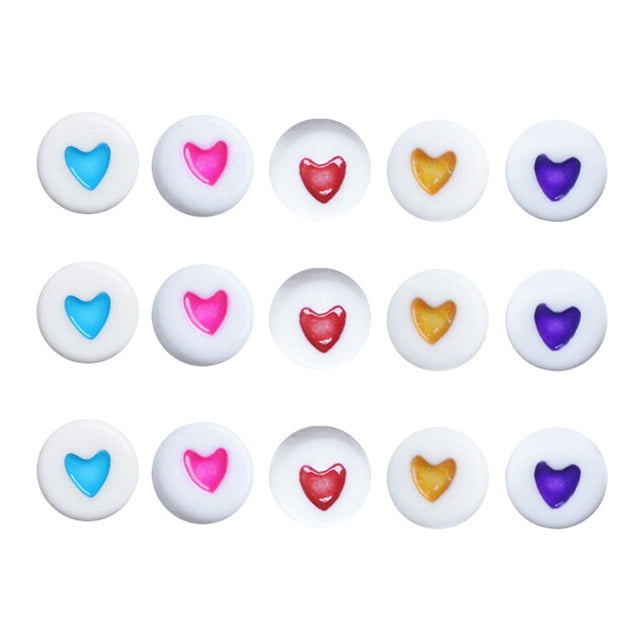 100 cuentas acrílicas con forma de corazón para manualidades, kits para hacer joyas para niñas, collares, pulseras, juegos infantiles (4 x 7 mm, colores mezclados)