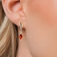 thumbnail image 3 of Gem Stone King 925 Silver and 10K Yellow Gold Poppy Topaz and White Lab Grown Diamond Earrings for Women | 2.02 Cttw | Gemstone November Birthstone | Pear Shape 8X5MM, 3 of 6