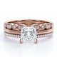 thumbnail image 1 of JeenMata Juego de Anillos de Boda Estilo Princesa de 2 Quilates - Juego de Novia - Juego de Trío de Boda - Anillo de Compromiso - Anillo Art Déco - Anillo de Promesa - Plata Esterlina, 1 of 4