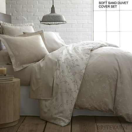 Shabby Chic Floral Printed 100 Percent Cotton Sateen 3 Piece Duvet