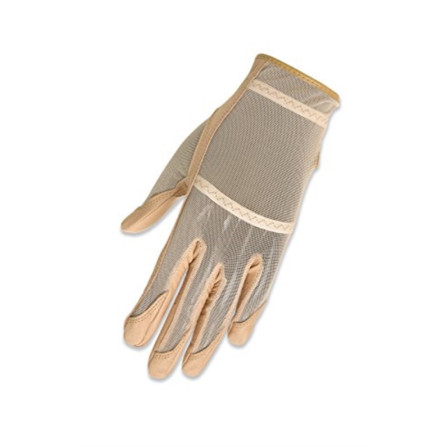 hj glove women's beige solaire full length golf glove, medium, left