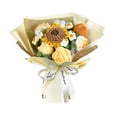 thumbnail image 3 of Ramo de flores de ganchillo, adorno de flores falsas tejidas a mano, preservadas a mano. Amarillo, 3 of 9