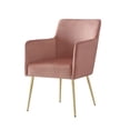 thumbnail image 3 of Inspired Home Donati Velvet Dining Chair Set of 2 Arm Chair Knob Handle Stainless Steel Legs, Blush, 3 of 9