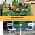 thumbnail image 6 of Elastic Fitted Round Tablecloth, Retro Green Waterproof Stretch Table Cover for 36"-44" Tables, Vintage Rustic Plants Trees Lines Pattern Washable Outdoor Tablecloths for Patio, Picnic, Camping, 6 of 9