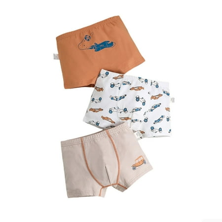 MEZZALL Kids Boys Underwear Cute Printing Print Underwear Shorts Briefs Trunks 3PCS Breathable Toddler Panty  Gold  130