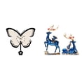 thumbnail image 1 of Reloj de pared acrílico con forma de mariposa y estatua de resina de reno, colección decorativa para oficina, comedor, habitación infantil, chimenea d, 1 of 8