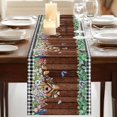 thumbnail image 3 of Table Runners 90 Inches Long Dress Scarves, Spring Botanical Farmhouse Coffee/Dining/Kitchen Table Runner for Living Room, Farmhouse Black Plaid Brown Wooden Grain 13x90 Inch, 3 of 9