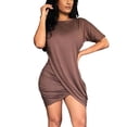 thumbnail image 3 of Rvasteizo Casual Dresses for Women Solid Round Neck Short Sleeve Waist Cinched Thin Summer Outfit, 3 of 5