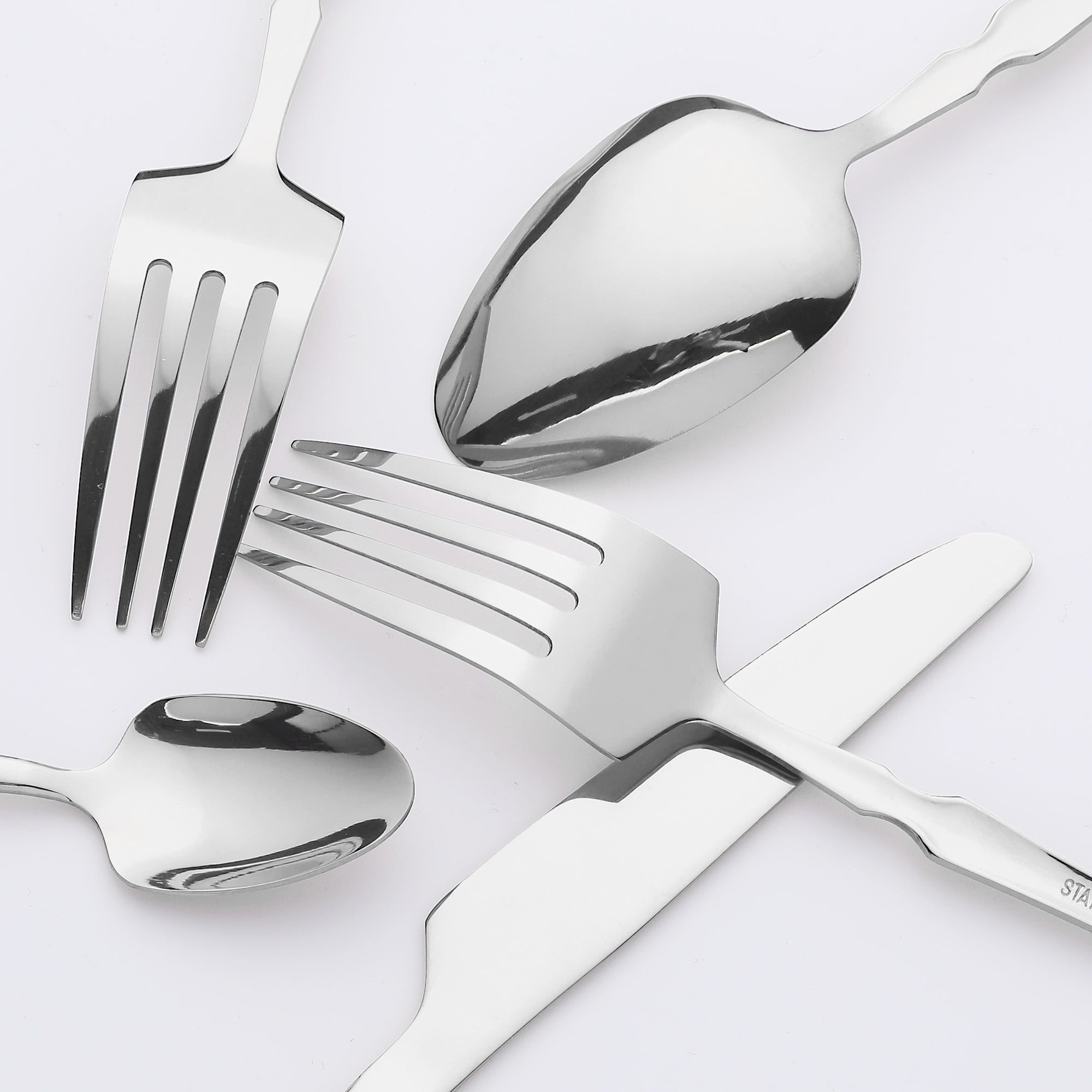 Unique Bargains 20 Pcs Stainless Steel Flatware Set Mirror Polished Cutlery Silver