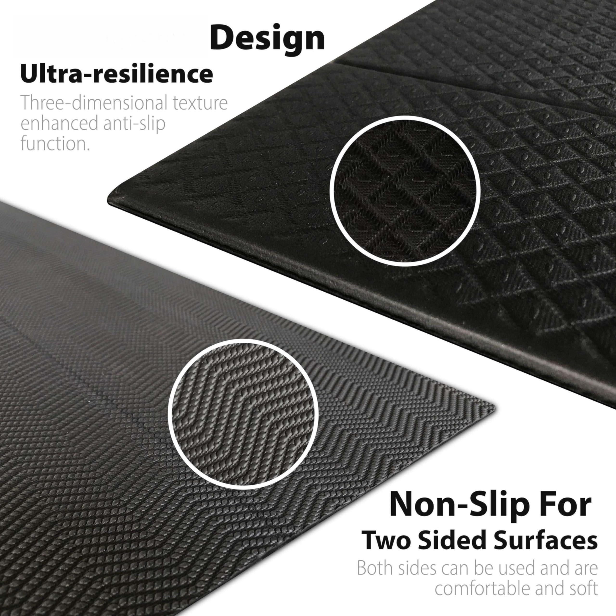 Yoga Exercise Mat Black 24" x 72" x 1/3" for Pilates Home Workouts Floor Exercises