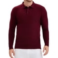 thumbnail image 1 of Camisa polo de punto de negocios de color sólido de manga larga para hombre XL burdeos, 1 of 6