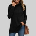 thumbnail image 2 of idosla Womens Tunic Tops Turtleneck Long Sleeve Shirts Oversized Fall Sweaters Side Split High Low Hemline (Black, M), 2 of 4