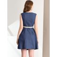 thumbnail image 4 of Vestido de Mezclilla Allegra K Sin Mangas con Cinturón Azul XL para Mujer, 4 of 6