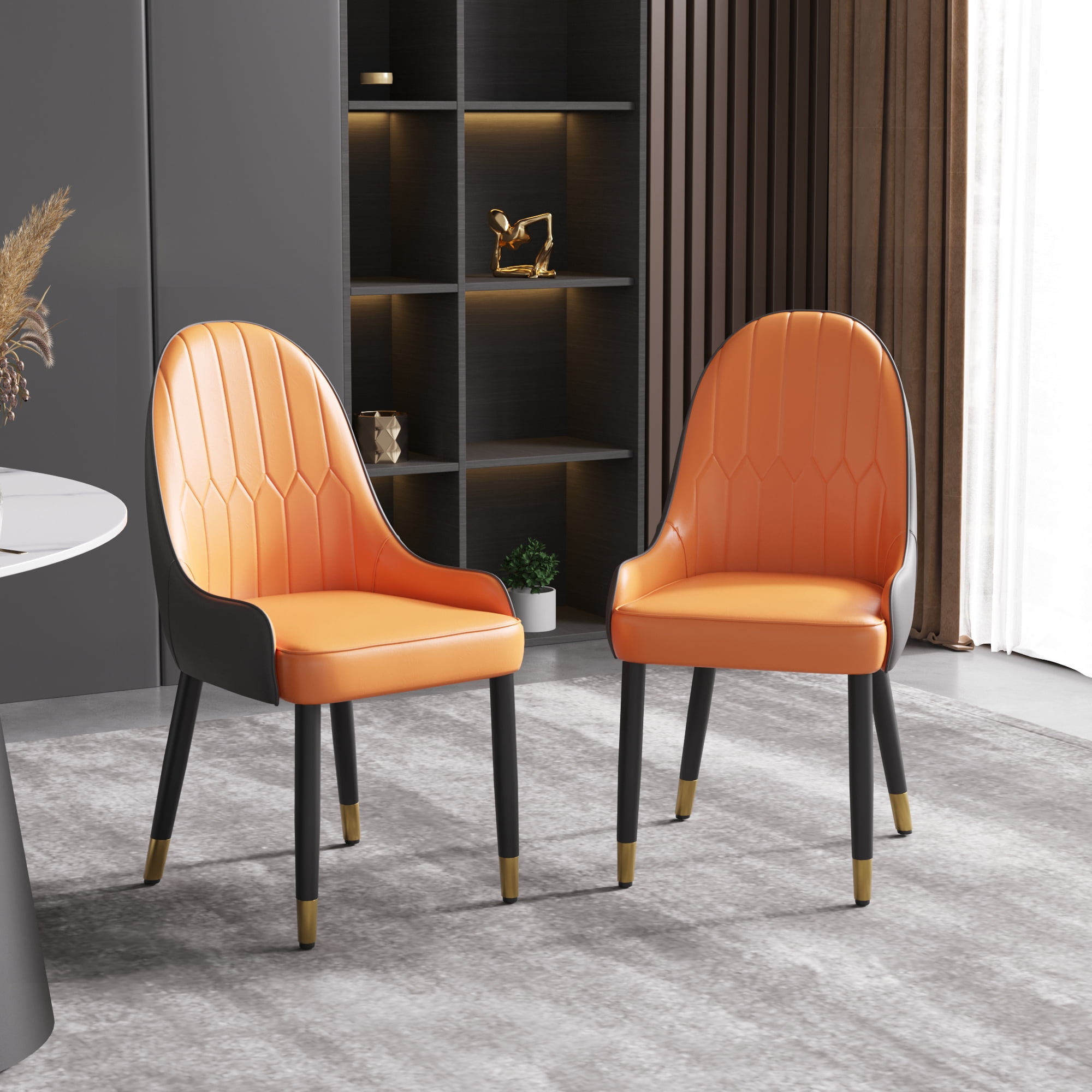 bokifol Dining Chairs Set of 2 PU Leather Upholstered,Dining Chairs with Solid Legs for Kitchen/Living Room/Restaurant,Modern Style