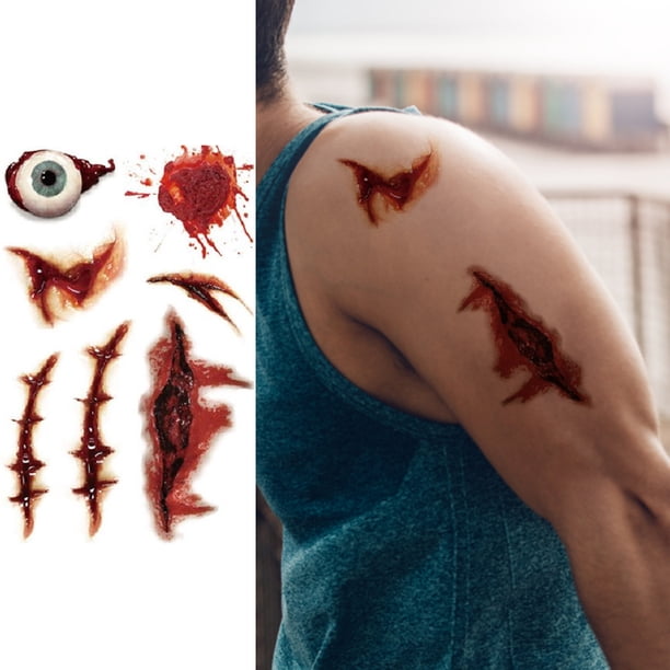 Cuadros Decorativos Tatuaje de bruja fantasma de Halloween impermeable 6 uds tatuaje de boca de payaso para chico chica chico Wdftyju embutido en tela