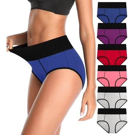 

QovoQ Women s Cotton Underwear Full Coverage High Waisted Stretch Briefs Soft Comfy Ladies Panties MultiPack