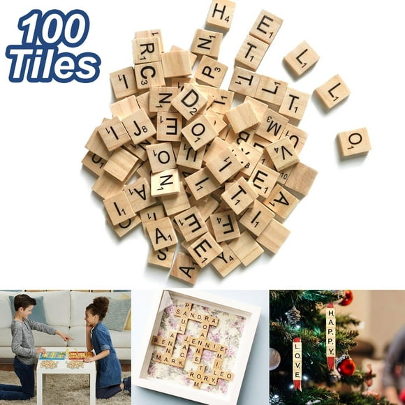 100 pcs Wood Letter Tiles, EEEkit Wooden Scrabble Tiles A-Z Capital Letters for Crafts, DIY Wood Gift Decoration, Education Games Craft Letters for Crafts, Pendants, Spelling, Wall Decor
