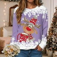 thumbnail image 2 of UngA Women's Christmas Sweatshirt Casual Christmas Tree Pullover Shirt Long Sleeve Christmas Vacation Party Clothes Top Women Sweatshirts (Purple,S), 2 of 6