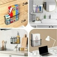 thumbnail image 5 of Cabinet Door Organizer, Topboutique Self-Adhesive Kitchen Storage Holder, Wall Mounted Wrap Holder, Metal Organiser Storage Box for Cabinet, Bathroom, Fridge (Small White), 5 of 7