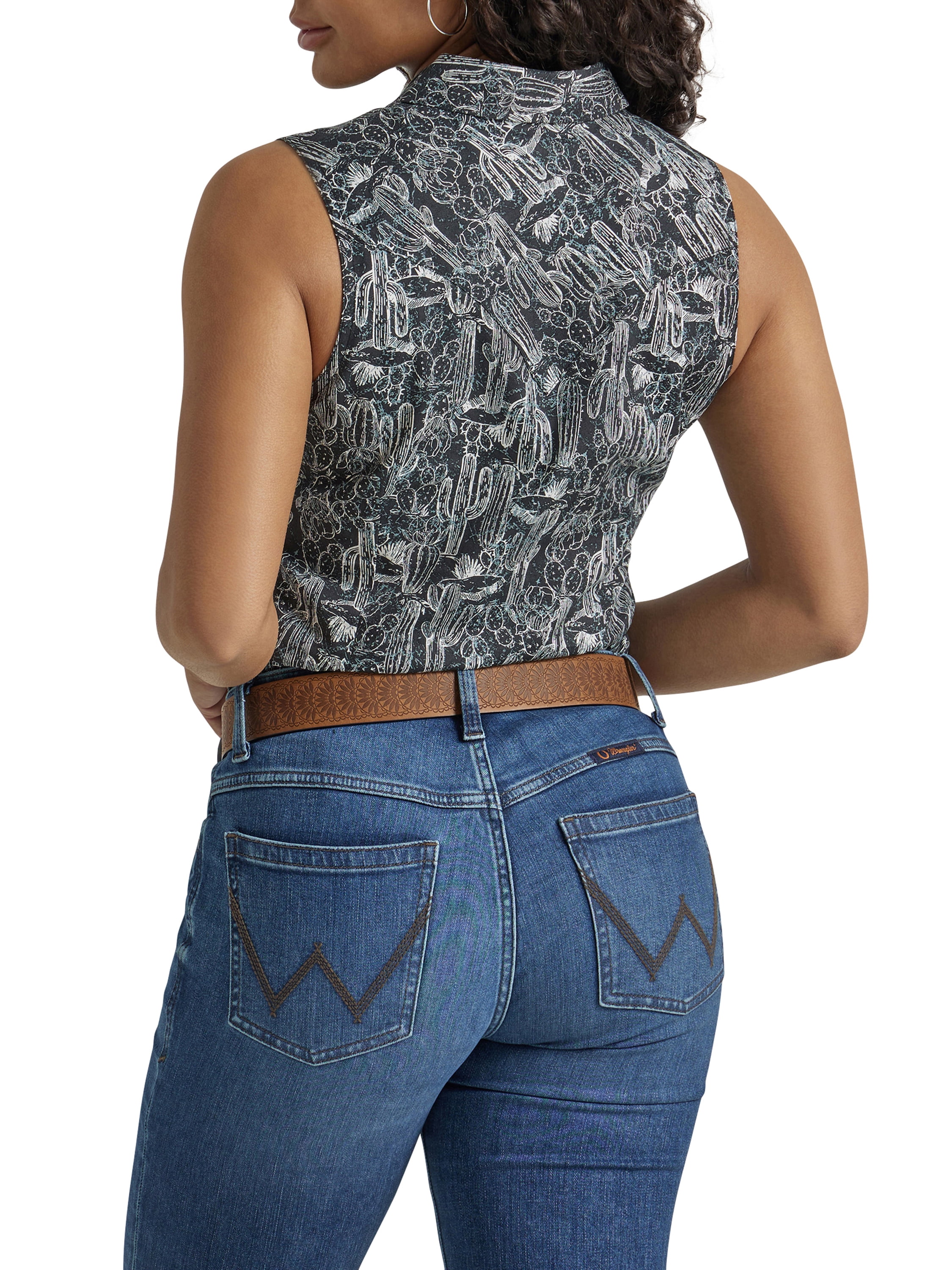 Wrangler® Women's Western Sleeveless Snap Shirt
