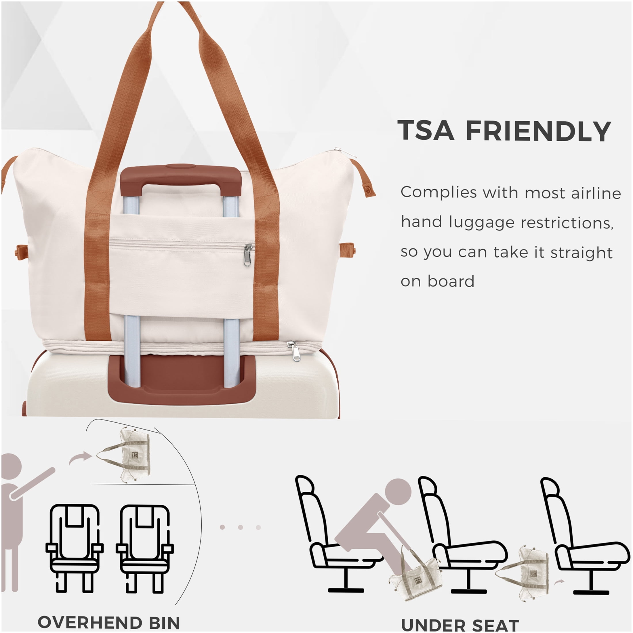 JERFIT 4-Piece Luggage Set with TSA Lock, Spinner Wheels, Wet-Dry Toiletry Bag, Carry-On & Checked Suitcase, Duffel Bag, ABS Lightweight Ivory Travel Luggage