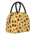 thumbnail image 2 of Vsdgher Insulated Lunch Bag Simple Bento Cooler Bag Lunch Tote Bag , Suitable for picnics, school, work (Brown Leaf Pattern Sunflower Print ), 2 of 5