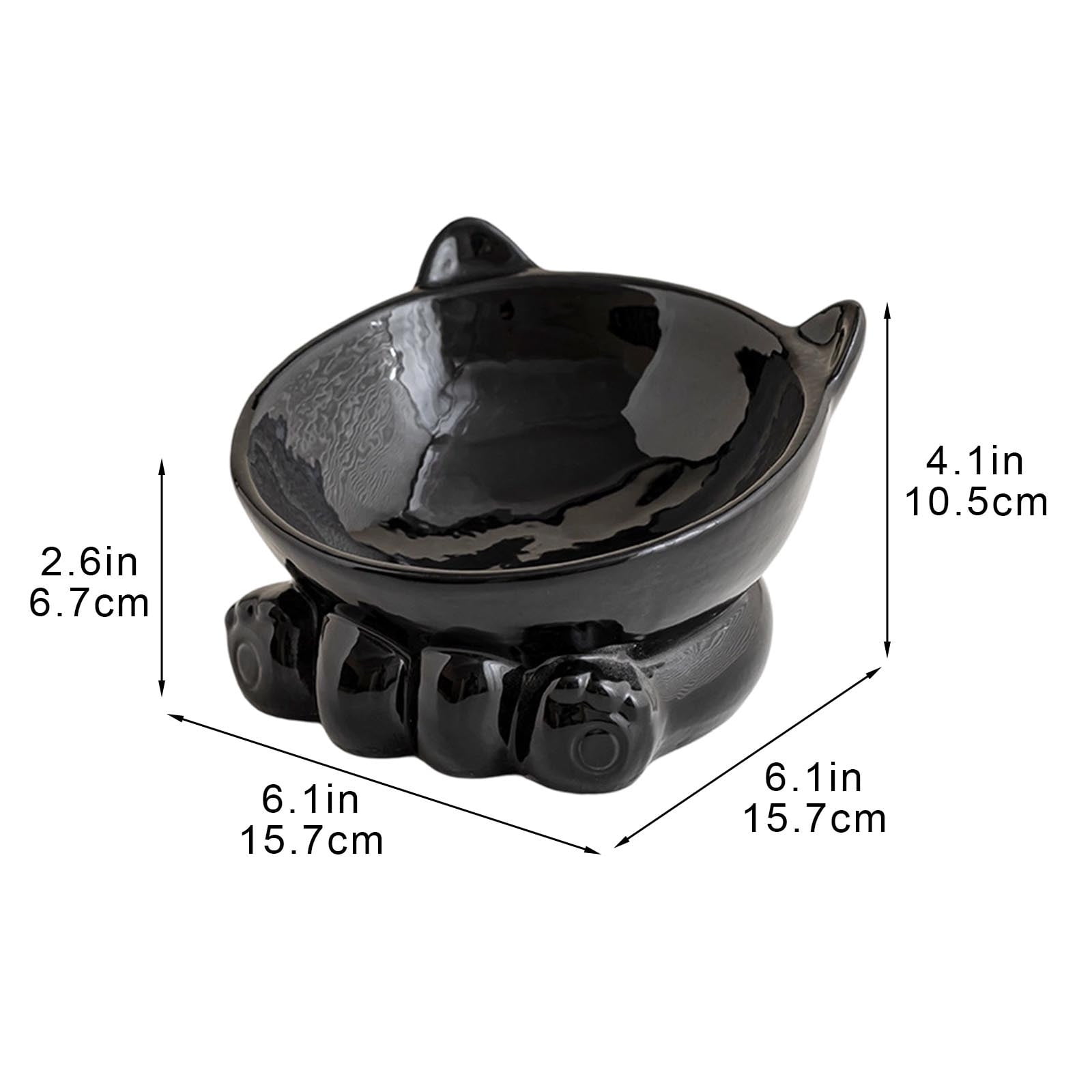 Cute Anti-Choke Cat Bowl with Cervical Spine Protection, Non-Spill and Non-Tip Design, Prevents Black Chin, Ceramic Material