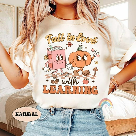 Teacher Shirt Fall In Love With Learning, Teacher Pumpkin Fall Shirt Halloween Spooky Shirt, Teacher Thanksgiving Sweatshirt, Teacher Gifts