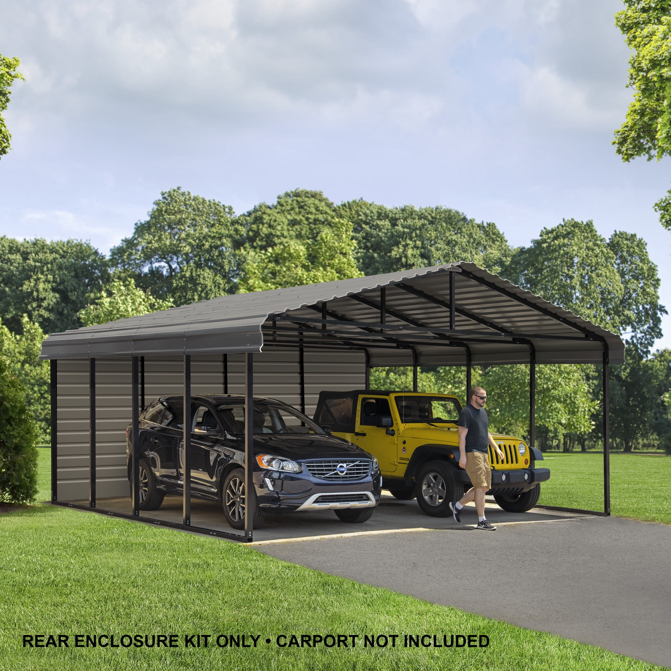 Arrow 20 x 9 ft Charcoal Rear Wall Kit For Steel Carport