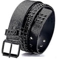 thumbnail image 5 of 3 Row Pyramid Studded Belt, Punk Leather Belt, Rock Style Womens Mens Emo Studded Belt, 5 of 5