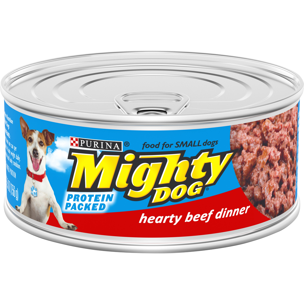 Purina Mighty Dog Small Breed Wet Dog Food, Hearty Beef Dinner, 5.5 oz