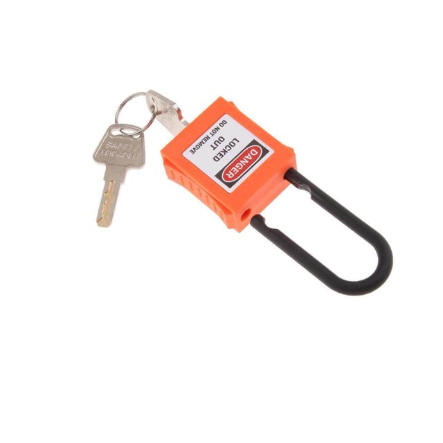 PL38-KD Cadenas de Sécurité Incurvé en PVC de 38 mm Cadenas de Sécurité en Nylon Orange