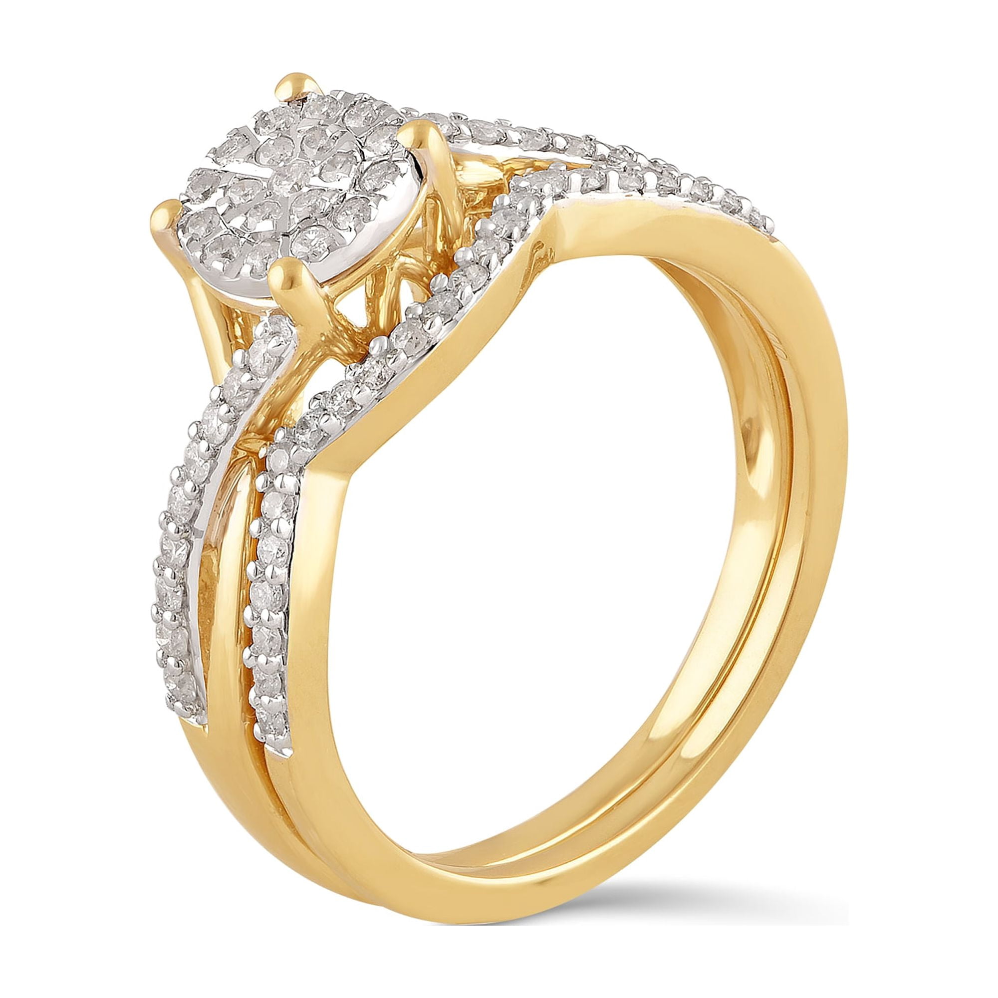 Brilliance Fine Jewelry 1/3 Carat Round Diamond Composite Wedding Bridal Set in 10KY Gold for Women