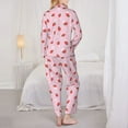 thumbnail image 3 of Bingfone Womens Pajama Sets Strawberry Floral Print,Long Sleeve Loungewear Pajamas Set-X-Large, 3 of 8