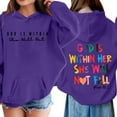 thumbnail image 2 of Oiyii Toddler Girl's Front Back Text Hoodie Sweatshirt Long Sleeve Casual Hooded Sweatshirt Outdoor Pullover Top,Dark Purple, 2 of 8
