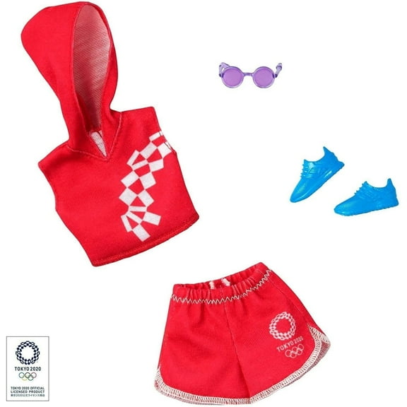 Barbie Clothes: Outfit Inspired by Olympic Games Tokyo 2020 Doll, Sport Top and Skirt with Sneakers and Sunglasses, Gift for 3 to 8 Year Olds